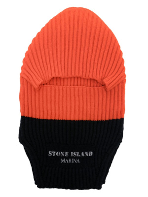 

Logo-patch ribbed-knit balaclava, Stone Island Logo-patch ribbed-knit balaclava