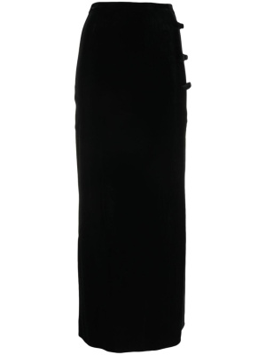 

Velvet bow-embellished maxi skirt, GANNI Velvet bow-embellished maxi skirt