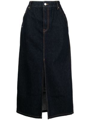 

High-waist A-line denim midi skirt, Helmut Lang High-waist A-line denim midi skirt