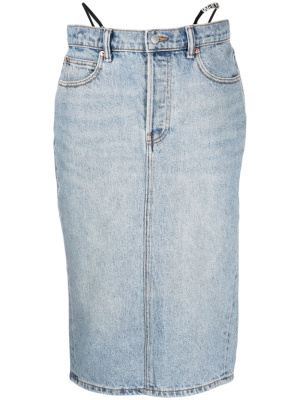 

Thong-straps denim skirt, Alexander Wang Thong-straps denim skirt