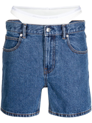 

Low-rise layered denim shorts, Alexander Wang Low-rise layered denim shorts