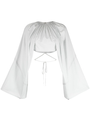 

Gathered-detail cropped blouse, Kiko Kostadinov Gathered-detail cropped blouse