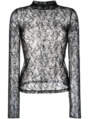 

Floral-lace mock-neck top, Nina Ricci Floral-lace mock-neck top