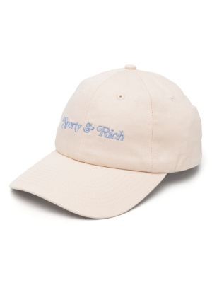 

Logo-embroidered cotton baseball cap, Sporty & Rich Logo-embroidered cotton baseball cap