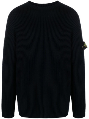 

Compass-patch ribbed-knit jumper, Stone Island Compass-patch ribbed-knit jumper