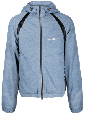 

Logo-print denim track jacket, AMIRI Logo-print denim track jacket
