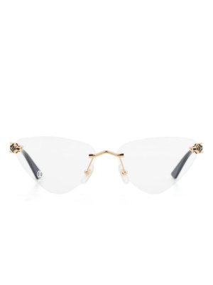 

Cat eye-frame metallic glasses, Cartier Eyewear Cat eye-frame metallic glasses