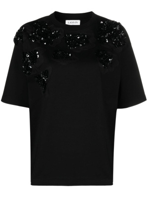 

Floral-appliqué cotton T-shirt, Lanvin Floral-appliqué cotton T-shirt