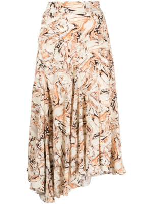 

Graphic-print asymmetric silk midi skirt, ISABEL MARANT Graphic-print asymmetric silk midi skirt