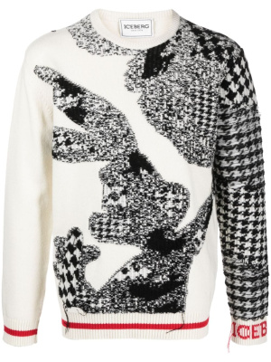 

Cartoon-graphic houndstooth jumper, Iceberg Cartoon-graphic houndstooth jumper