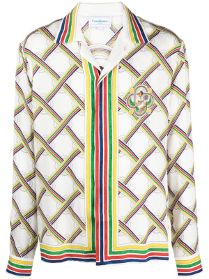 

Lattice-print silk shirt, Casablanca Lattice-print silk shirt