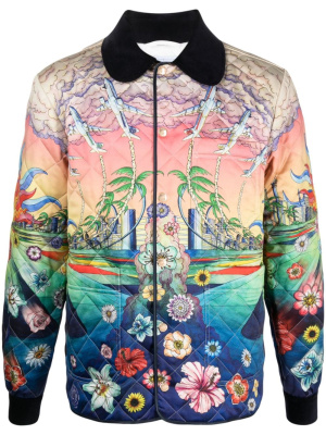 

L'Envol print quilted satin jacket, Casablanca L'Envol print quilted satin jacket