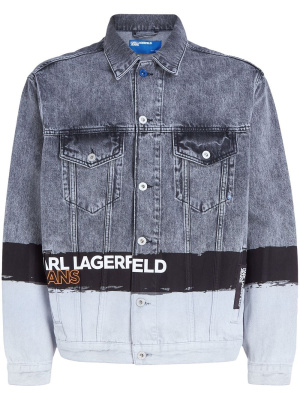 

Logo-print detail denim jacket, Karl Lagerfeld Jeans Logo-print detail denim jacket