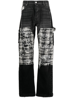 

Tweed-panelling distressed jeans, AMIRI Tweed-panelling distressed jeans
