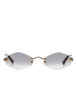

Tiger Head-plaque geometric-frame sunglasses, Cartier Eyewear Tiger Head-plaque geometric-frame sunglasses