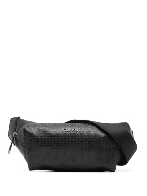 

Embossed monogram-pattern leather wash bag, Calvin Klein Embossed monogram-pattern leather wash bag