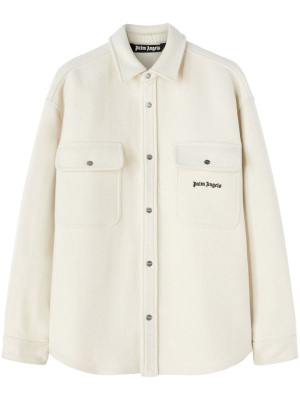 

Logo-embroidered twill shirt jacket, Palm Angels Logo-embroidered twill shirt jacket