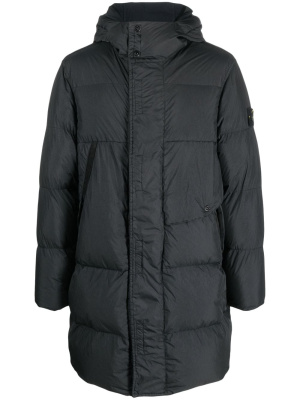 

Hooded midi padded down jacket, Stone Island Hooded midi padded down jacket
