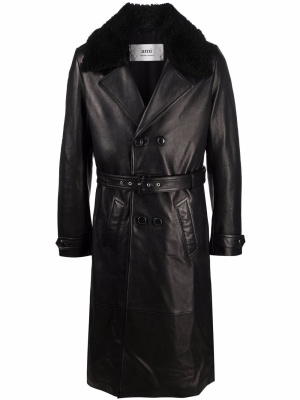 

Belted double-breasted jacket, AMI Paris Belted double-breasted jacket