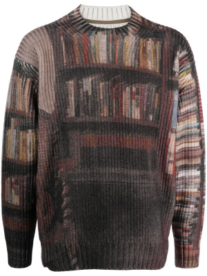 

Book-print chunky-knit jumper, Sacai Book-print chunky-knit jumper