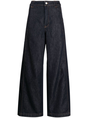 

Logo-embroidered wide-leg jeans, Lacoste Logo-embroidered wide-leg jeans