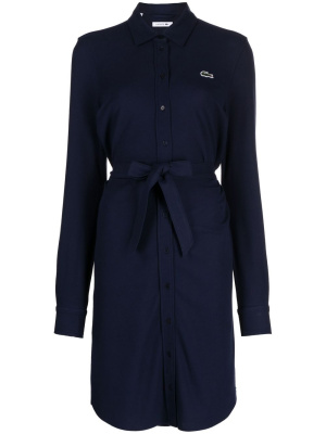 

Logo-embroidered belted shirtdress, Lacoste Logo-embroidered belted shirtdress