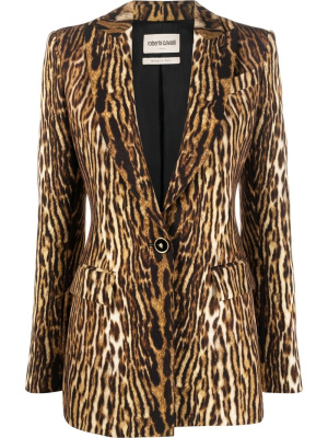 

Leopard print single-breasted blazer, Roberto Cavalli Leopard print single-breasted blazer