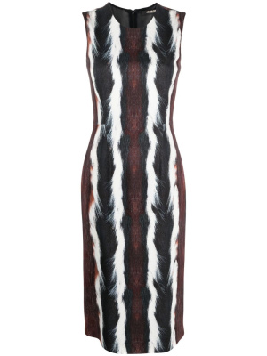 

Sleeveless fur-print midi dress, Roberto Cavalli Sleeveless fur-print midi dress