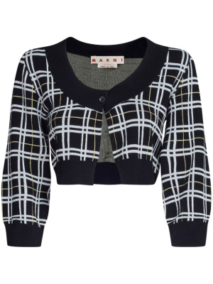 

Checked cropped cardigan, Marni Checked cropped cardigan