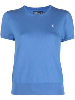 

Polo Pony-embroidered fine-knit T-shirt, Polo Ralph Lauren Polo Pony-embroidered fine-knit T-shirt