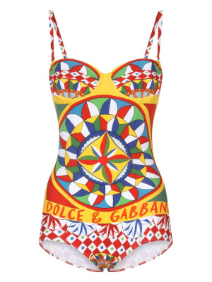 

Carretto-print one-piece swimsuit, Dolce & Gabbana Carretto-print one-piece swimsuit