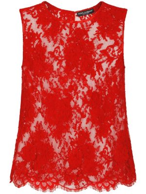 

Floral lace scalloped hem top, Dolce & Gabbana Floral lace scalloped hem top