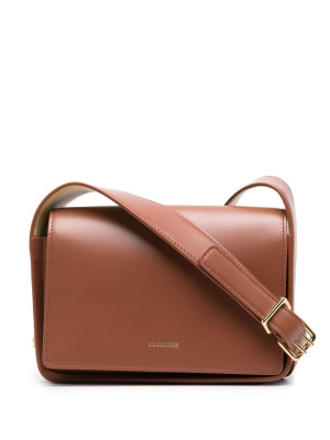 

Engraved-logo leather shoulder bag, Jil Sander Engraved-logo leather shoulder bag