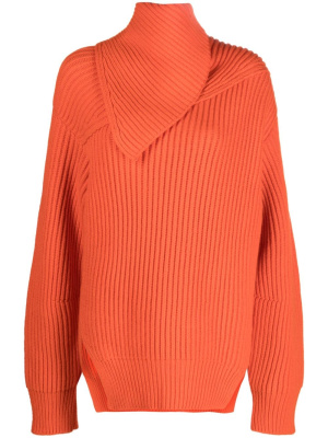 

Foldover-neck ribbed wool jumper, Jil Sander Foldover-neck ribbed wool jumper
