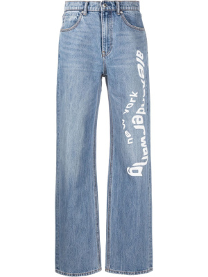 

Logo-print straight-leg jeans, Alexander Wang Logo-print straight-leg jeans