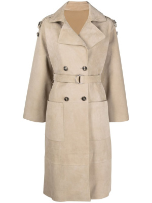 

Belted-waist trench coat, Yves Salomon Belted-waist trench coat