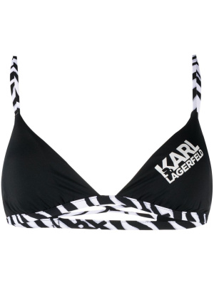

Logo zebra-trim bikini top, Karl Lagerfeld Logo zebra-trim bikini top