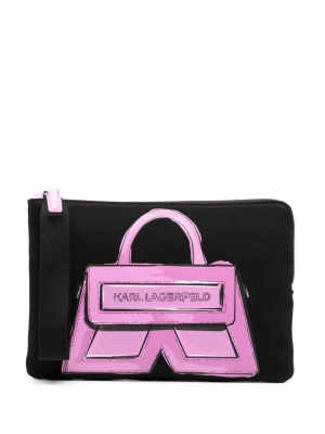 

Icon K canvas clutch bag, Karl Lagerfeld Icon K canvas clutch bag