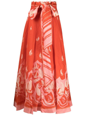 

Nautical print tie-waist skirt, ZIMMERMANN Nautical print tie-waist skirt