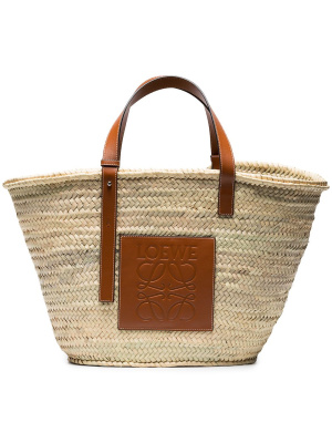 

Large logo raffia basket bag, LOEWE Large logo raffia basket bag