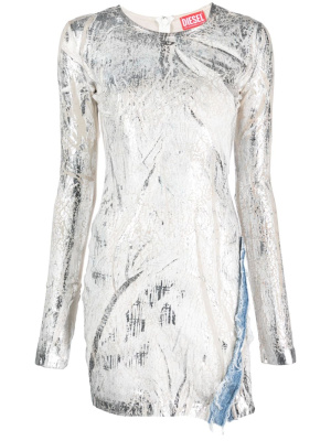 

Devoré denim-panel minidress, Diesel Devoré denim-panel minidress