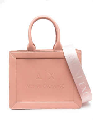 

Debossed-logo faux-leather tote bag, Armani Exchange Debossed-logo faux-leather tote bag
