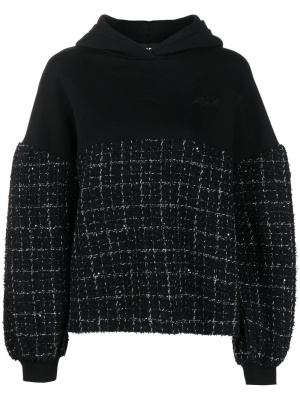 

Mix long-sleeve bouclé hoodie, Karl Lagerfeld Mix long-sleeve bouclé hoodie