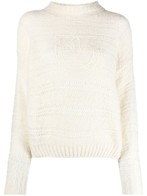 

Logo-embroidered open-knit jumper, PINKO Logo-embroidered open-knit jumper