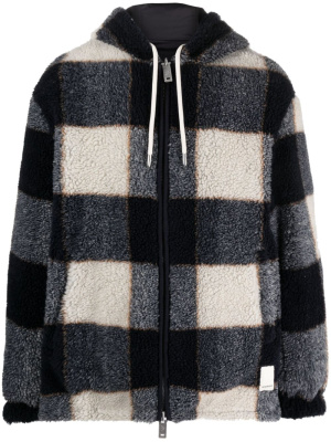 

Plaid-check fleece hooded jacket, Emporio Armani Plaid-check fleece hooded jacket