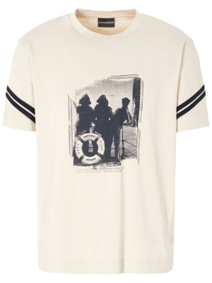 

Navy-inspired print cotton T-shirt, Emporio Armani Navy-inspired print cotton T-shirt