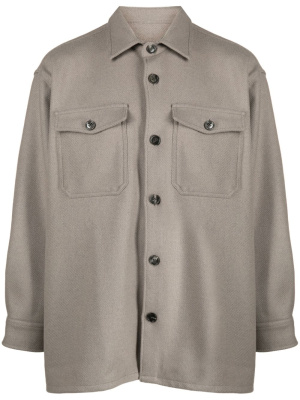 

Spread-collar wool-blend shirt jacket, AMI Paris Spread-collar wool-blend shirt jacket