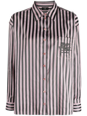 

Pegaso-embroidered striped shirt, ETRO Pegaso-embroidered striped shirt