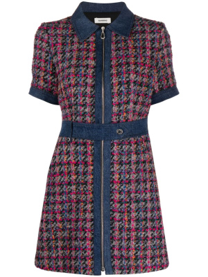 

Tweed denim-trimmed minidress, SANDRO Tweed denim-trimmed minidress