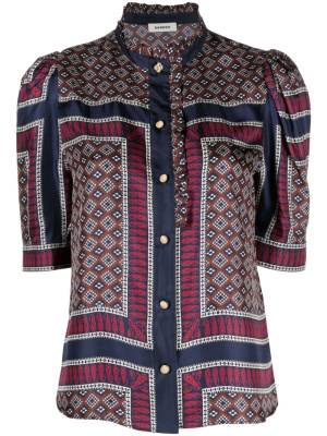 

Mosaic-print puff-sleeves shirt, SANDRO Mosaic-print puff-sleeves shirt